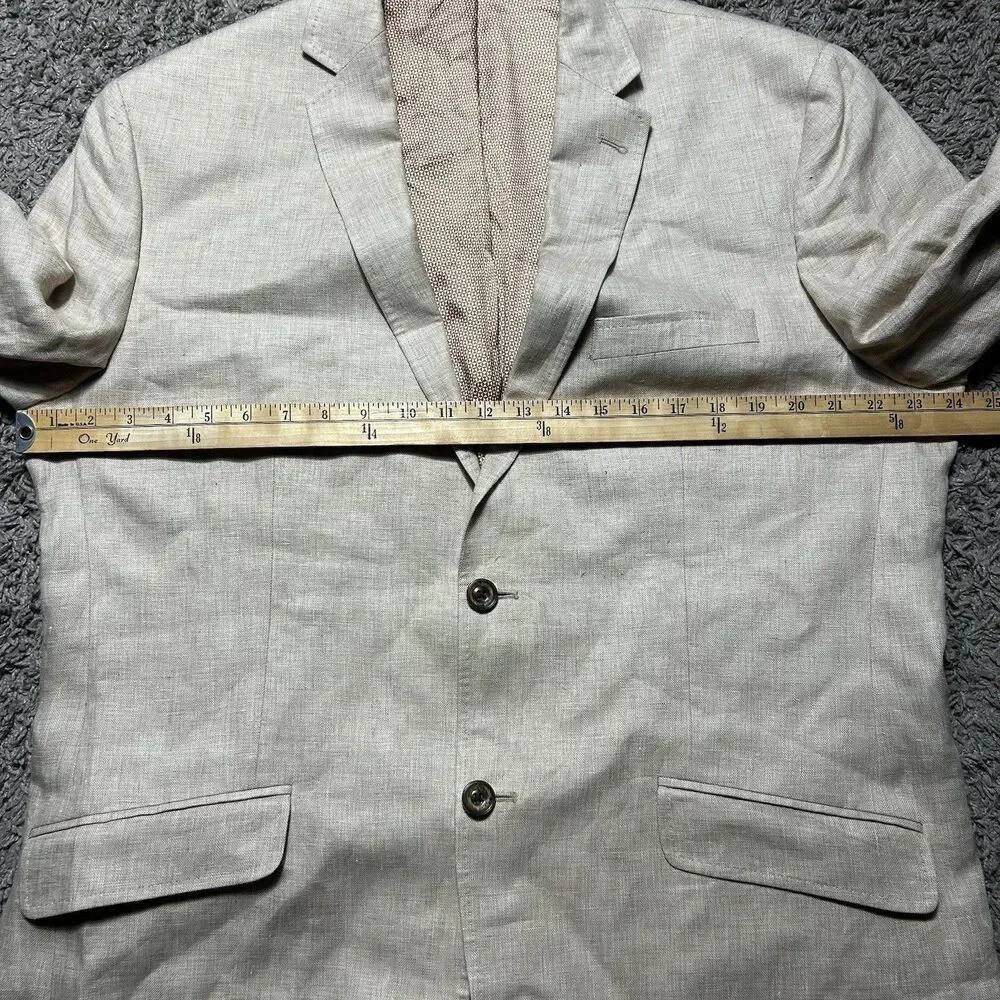 Baird McNutt 100% Linen Sport Coat Blazer Mens XL Tan Beige Two Button Murano